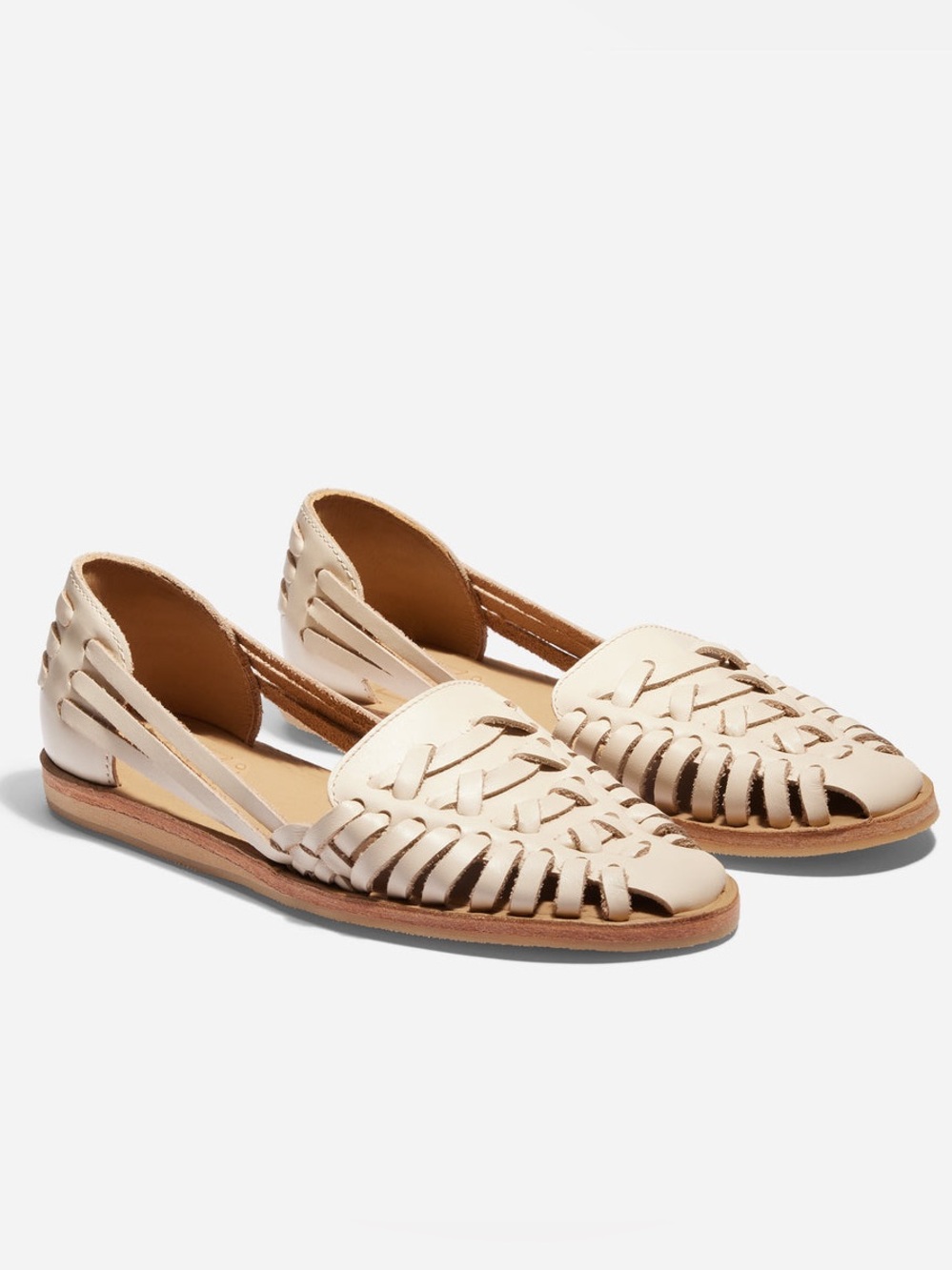Nisolo 8.5 Cream Huarache Flats Hand Woven Leather Loafer Boho Artisanal Comfy